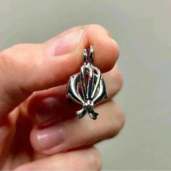 Double Dolphin Pearl or Gem Locket Pendant - Picture 4 of 5